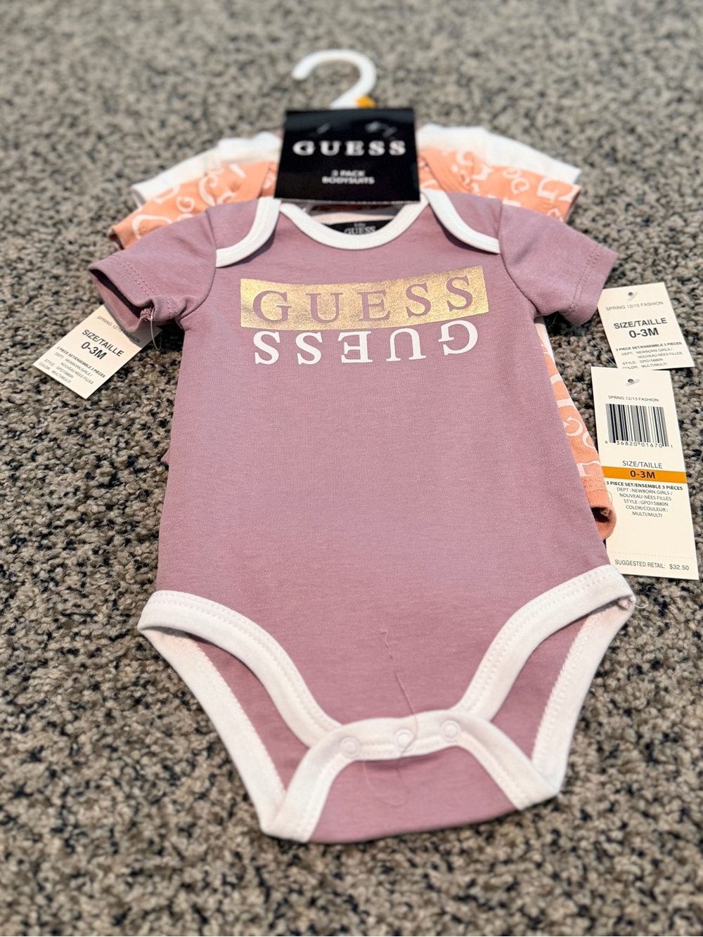 GUESS 3 piece Baby Onesies